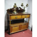 An Early XX Century Mahogany and Walnut Buffet Sideboard, with swan neck back, twin drawers and