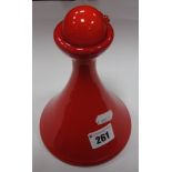 A 1960's Vintage Per Lutken Red Cased Carnaby Vase/Candleholder, together with ball, original
