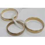 Three 9ct Gold Wedding Bands.