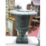 A XIX Century Style Casit Iron Painted Garden Urn, with egg and dart decoration to rim, on a