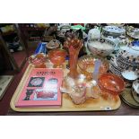 Carnival Glassware Including Vases, reference books:- One Tray