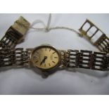 Rotary; A 9ct Gold Cased Ladies Wristwatch, the signed dial with baton markers, to integral bracelet