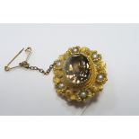 A 9ct Gold XIX Century Style Brooch, oval collet set to the centre, with pearl highlights.