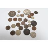 Two 1900 Victoria Crowns, threepence pieces, 1831 half penny, etc.
