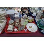 A Davenport Imari Pattern Cauldron, Dresden ware, Coalport pin tray, other china, etc:- One Tray