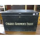 A Large Victorian Tin Deed Box - Charles Goodwins Trust.