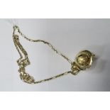 A Novelty Globe Pendant, on 9ct gold fancy link chain.