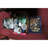 Ruth Lamb Hand Painted Pottery, Johnston's table ware, glassware, painted stones, etc:- Three Boxes