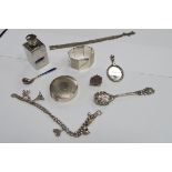 A Hallmarked Silver Napkin Ring, "Margaret", engine turned; together with a small pill box, with