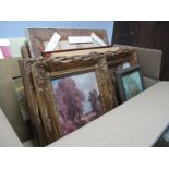 A Quantity of Prints, Watercolours, Oil:- One Box