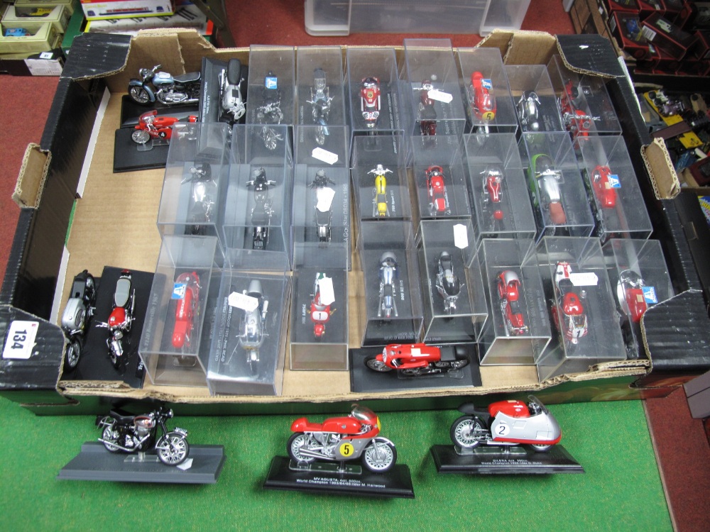 Thirty Three Assorted Diecast Diecast Motor Cycle Models, by various manufacturers, mostly boxed.