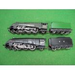 Two playworn Hornby "00" gauge Locomotives and Powered Tenders, class A4 4-6-2 locomotive, "