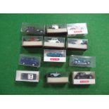 Twelve Boxed "HO" Scale Plastic Lineside Vehicles by Wiking, Brekina, including Wiking #8160523
