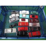 Seventeen Assorted Diecast Model Cars, by Corgi, Vanguards, Minichamps and others. includes Rover P5