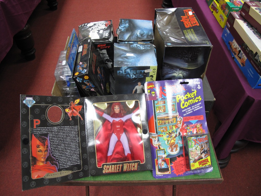 Eleven Boxed TV, Film and Comic Themed Plastic Figures and Sets, by Hasbro, Toybiz, Tyco and other