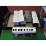 Five Kit Built "Gauge 1" White Metal/Brass Rolling Four Wheel and Six Wheel Stock Passenger