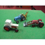 Three Original Diecast Model Tractors, Dinky David Brown, 995 with red engine/ Corgi Massey Ferguson