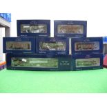 Seven Liliput HO Scale DR Freight Wagons, in camouflage livery, boxed, includes #L336615 Flak