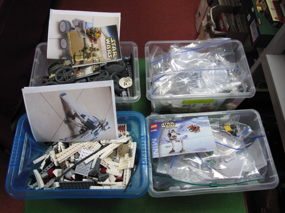 A Quantity of Playworn Loose Lego Pieces, predominately sorted into pieces from the Lego Star Wars