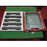 A Liliput "HO" Gauge #837 Outline German Five Car Set, DR, military liveried coaches, boxed.