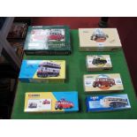 Seven Corgi Diecast Bus Company Vehicles, all boxed, includes #97172 Burlington Seagull Stratford