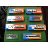 Eight "HO" Scale Freight Wagons In DB and DR Livery, all boxed, by Roco and others