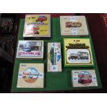 Eleven Corgi Diecast Buses, all boxed in seven packs, including #97071 "The Devon Bus Set" twin pack