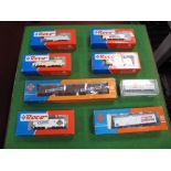 Eight "HO" Scale Freight Wagons In DB and DR Livery, all boxed, by Roco and others