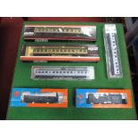 S "HO" Scale Coaches By Roco A.D.E and Fliecschmann, DB Livery, all boxed, includes four "Silver