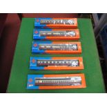 Five Boxed Roco "HO" Gauge Outline German 'DB' Eight Wheeled Coaches, including #42685 1st Class