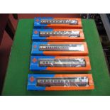 Five Boxed Roco "HO" Gauge Outline German 'DB' Eight Wheeled Coaches, including #4271 1st Class