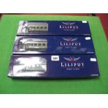 Three Boxed Liliput "HO" Gauge Outline German Epoch II 'DRB' Eight Wheeled Coaches, including #