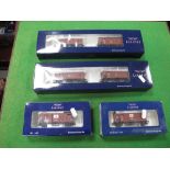 Six Liliput HO Scale DR Medical Wagons. Boxed in four packs.