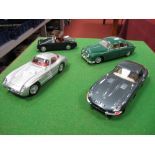 Four 1/18th Scale Diecast model Cars, by Maisto, Burago and Revell. Playworn.