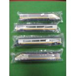 HO Scale Model of 4-Car Eurostar Train by Hornby, playworn.