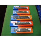 Five Boxed Roco "HO" Gauge Outline German "DR", "DB" Baggage Cars, including #4220B Hecht Luggage