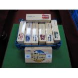 Eight Boxed Corgi Diecast Double Decker Buses, including #97826 Daimler Fleetline - Manchester