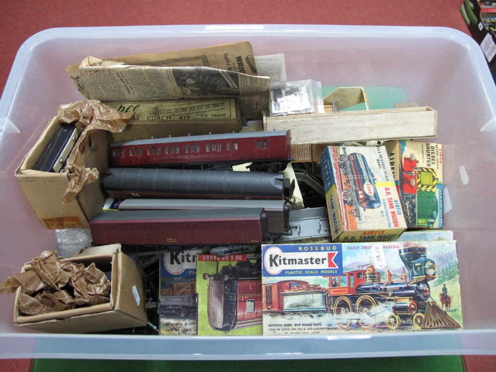 An Assortment of Model Railway Items, including started kits, track parts and rolling stock,