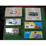 Seven Corgi Diecast Buses, all boxed, includes #97184 AEC Regal - Sheffield United Tours.