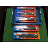 Five Boxed Roco "HO" Gauge Outline German "DR" "DB" Eight Wheeled Coaches, including #45453 "DR" 1st