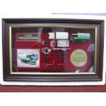 Matchbox "Models of Yesteryear" Framed Cabinet Displaying Model YY908, Yorkshire steam wagon in