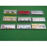 Nine Cased "HO" Scale Plastic Lineside Figure Sets by Preiser, Noch, including Noch #15905