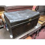 A XIX Century Metal Travel Trunk, with dome top.