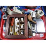 Ronson, Rolstar And Other lighters, cigarette cards, clay pipes, etc:- One Tray