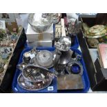 Assorted Plated Ware, including miniature model horse, ewer, sauce boat, chamberstick, cutlery,