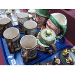 Beswick Character Jugs, Micawber and Scrooge, Sam Weller teapot and five Beswick limited edition