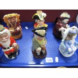 Six Royal Doulton Character Jugs, including the Ice Queen D7071, Falstaff, Happy John, Town Crier
