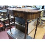 Mahogany Serpentine Fronted Two Drawer Side table, on fluted legs.