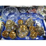 Galway Glass Bowl, Babychams, Samurai coffee ware, etc:- One Tray