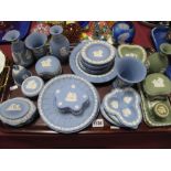 Wedgwood Jasperware Trinkets, in green and blue:- One Tray
